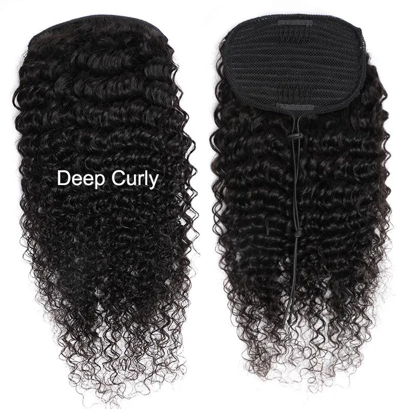 Modern Show Human Hair Drawstring Ponytail Brazilian Hair Afro Kinky Curly Yaki Straight Texture For Choose