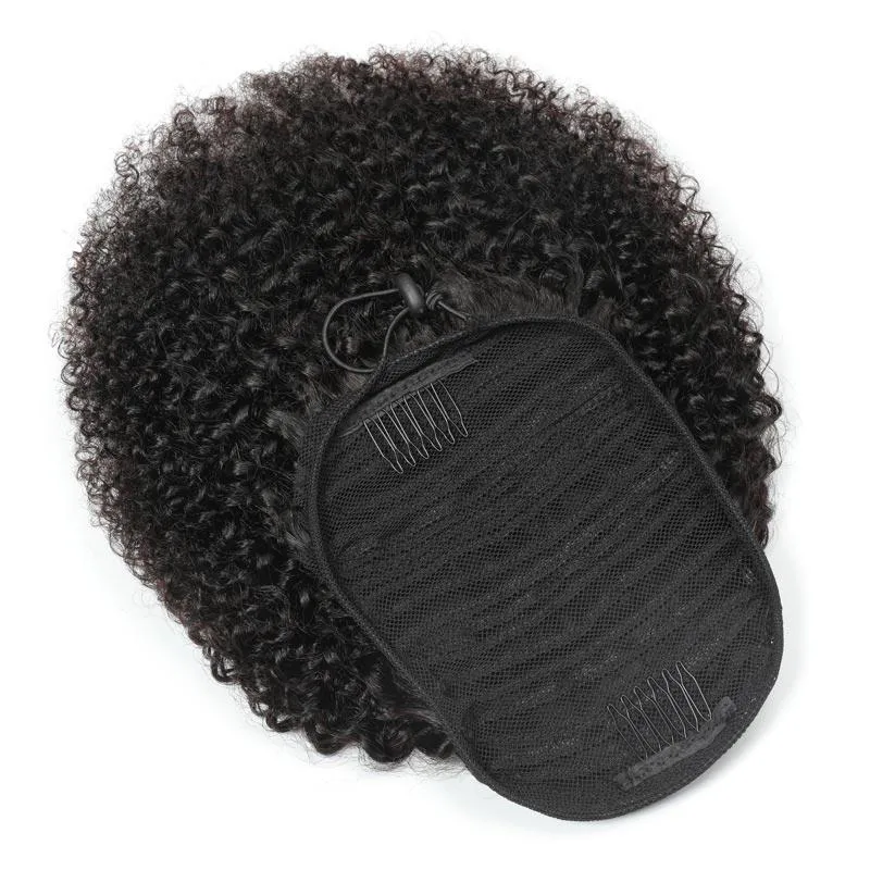 Modern Show Human Hair Drawstring Ponytail Brazilian Hair Afro Kinky Curly Yaki Straight Texture For Choose