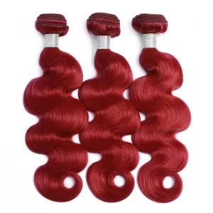 Modern Show Long Wavy Burgundy Colored Hair 3 Bundles of Brazilian Body Wave Red Human Hair Weave