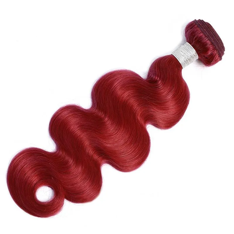 Modern Show Long Wavy Burgundy Colored Hair 3 Bundles of Brazilian Body Wave Red Human Hair Weave