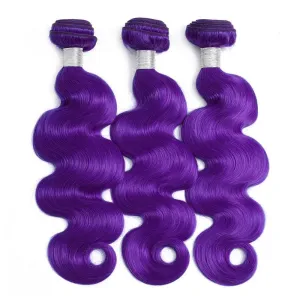 Modern Show Long Wavy Purple Hair 3 Bundles of Brazilian Body Wave Human Hair Weave