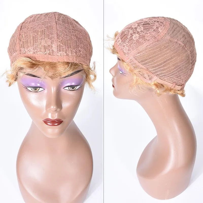 Modern Show Short Mommy Hair Wig Finger Wave 100% Human Hair Wigs Guleless Pixie Cut Wig