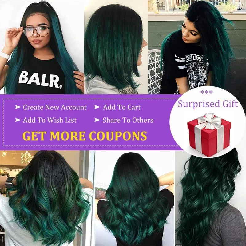 Modern Show Straight Black Roots Green Hair 4 Bundles of Brazilian Human Hair Weave
