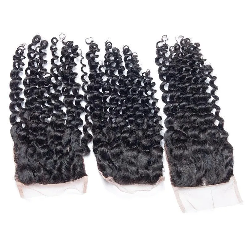 Modern Show Virgin Peruvian Curly Human Hair Swiss Lace Closure With Baby Hair