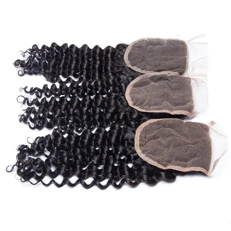 Modern Show Virgin Peruvian Curly Human Hair Swiss Lace Closure With Baby Hair