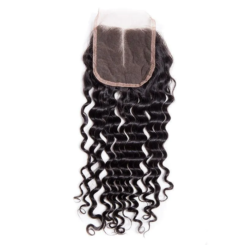 Modern Show Virgin Peruvian Curly Human Hair Swiss Lace Closure With Baby Hair