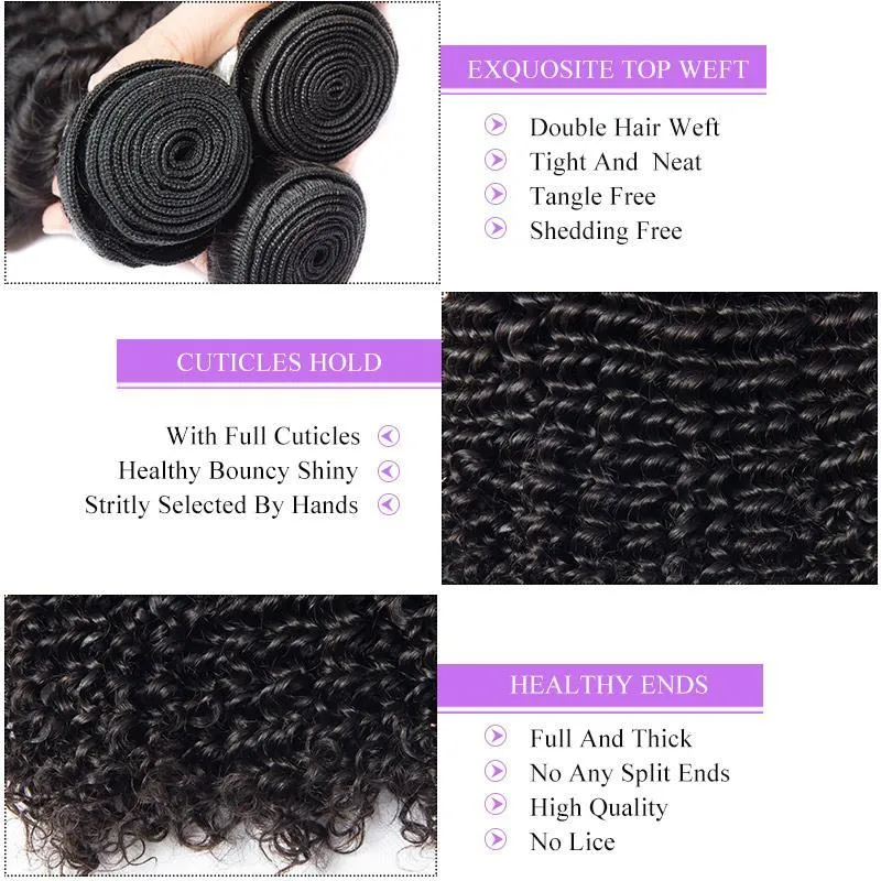 Modern Show Virgin Remy Peruvian Deep Curly Human Hair 4 Bundles With Lace Closure