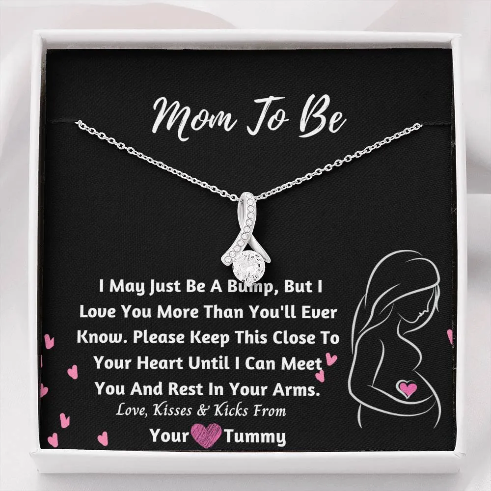 Mom To Be Ribbon Necklace- I Love You