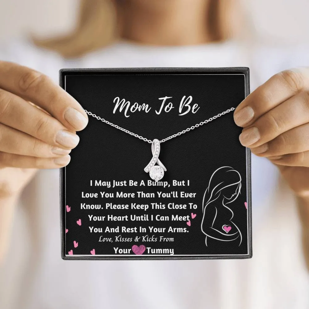 Mom To Be Ribbon Necklace- I Love You