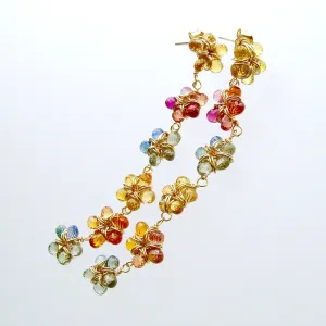 Multi Sapphire Flower Earrings - Florette Earrings