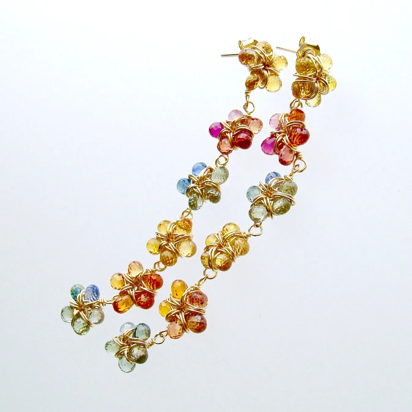 Multi Sapphire Flower Earrings - Florette Earrings