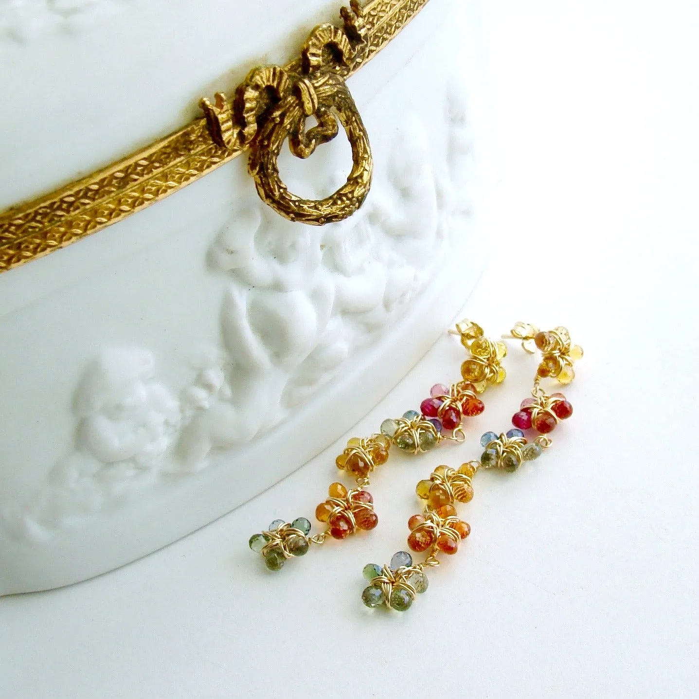Multi Sapphire Flower Earrings - Florette Earrings