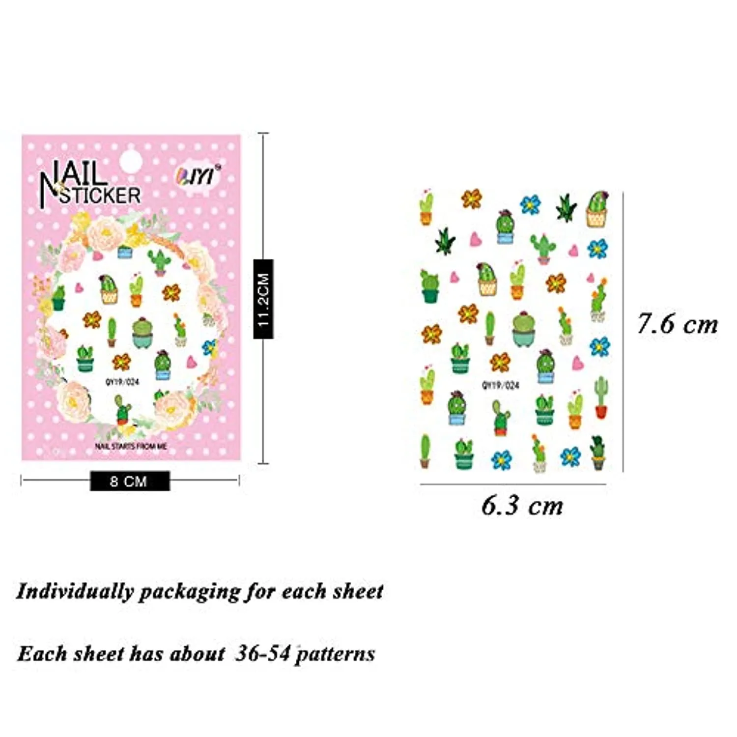 Nail Stickers for Women and Little Girls - 12 Sheets 3D Self-Adhesive DIY Nail Art Decoration Set Including Flowers Leaves Animals Plants Fruits Nail Decals for Woman Kids Girls