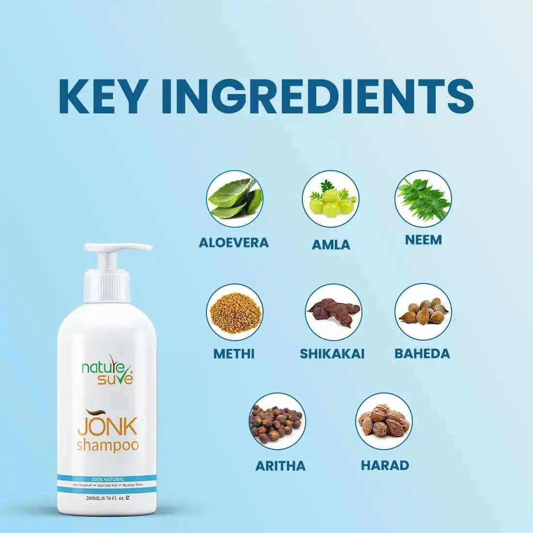 Nature Sure Combo: Jonk Tail 110ml and Jonk Shampoo Hair Cleanser 300ml for Men and Women