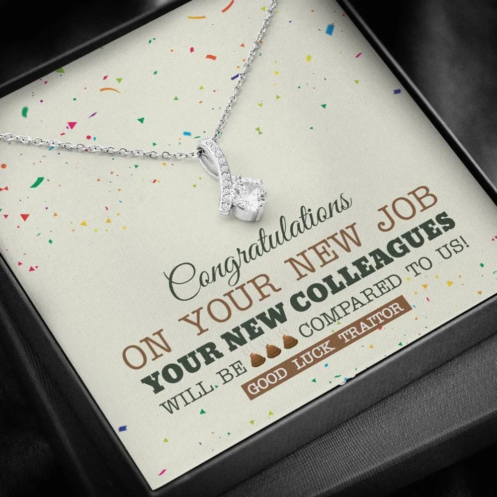 New Co-Worker Ribbon Drop Pendant Necklace