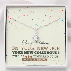 New Co-Worker Ribbon Drop Pendant Necklace