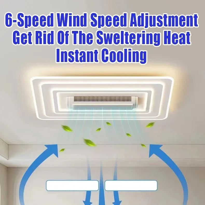 New Design Bladeless Modern Square Led Ceiling Fan With Light Remote Control White Invisible Fan Lamps for Living Room