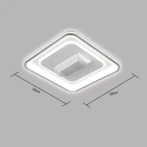 New Design Bladeless Modern Square Led Ceiling Fan With Light Remote Control White Invisible Fan Lamps for Living Room