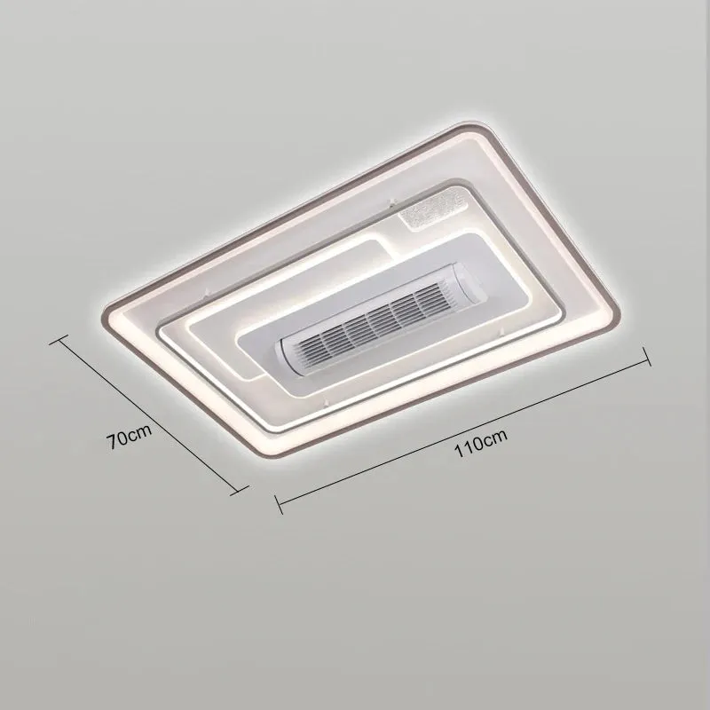 New Design Bladeless Modern Square Led Ceiling Fan With Light Remote Control White Invisible Fan Lamps for Living Room