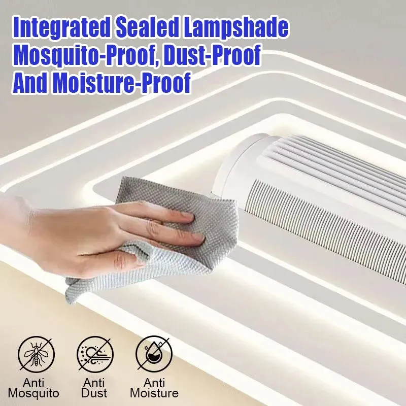 New Design Bladeless Modern Square Led Ceiling Fan With Light Remote Control White Invisible Fan Lamps for Living Room