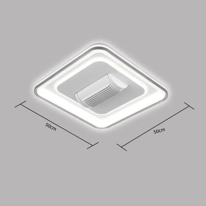 New Design Bladeless Modern Square Led Ceiling Fan With Light Remote Control White Invisible Fan Lamps for Living Room