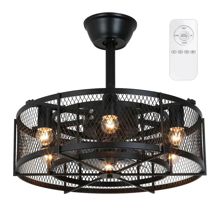 NEW Retails $240 Sasheen 19.6'' 5 - Blade Caged Ceiling Fan with Remote Control