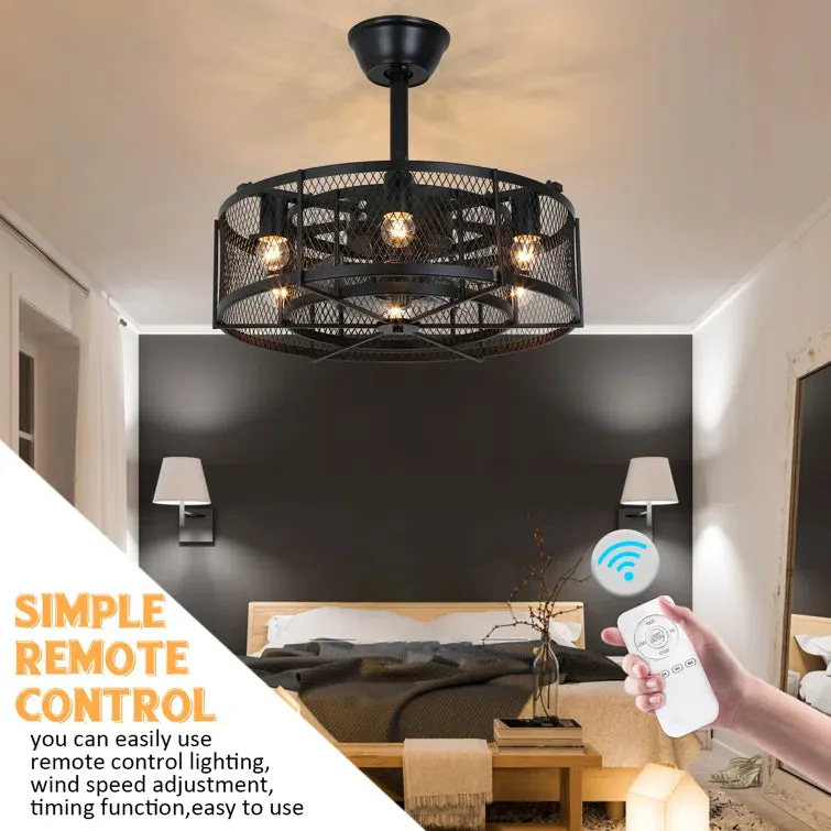 NEW Retails $240 Sasheen 19.6'' 5 - Blade Caged Ceiling Fan with Remote Control