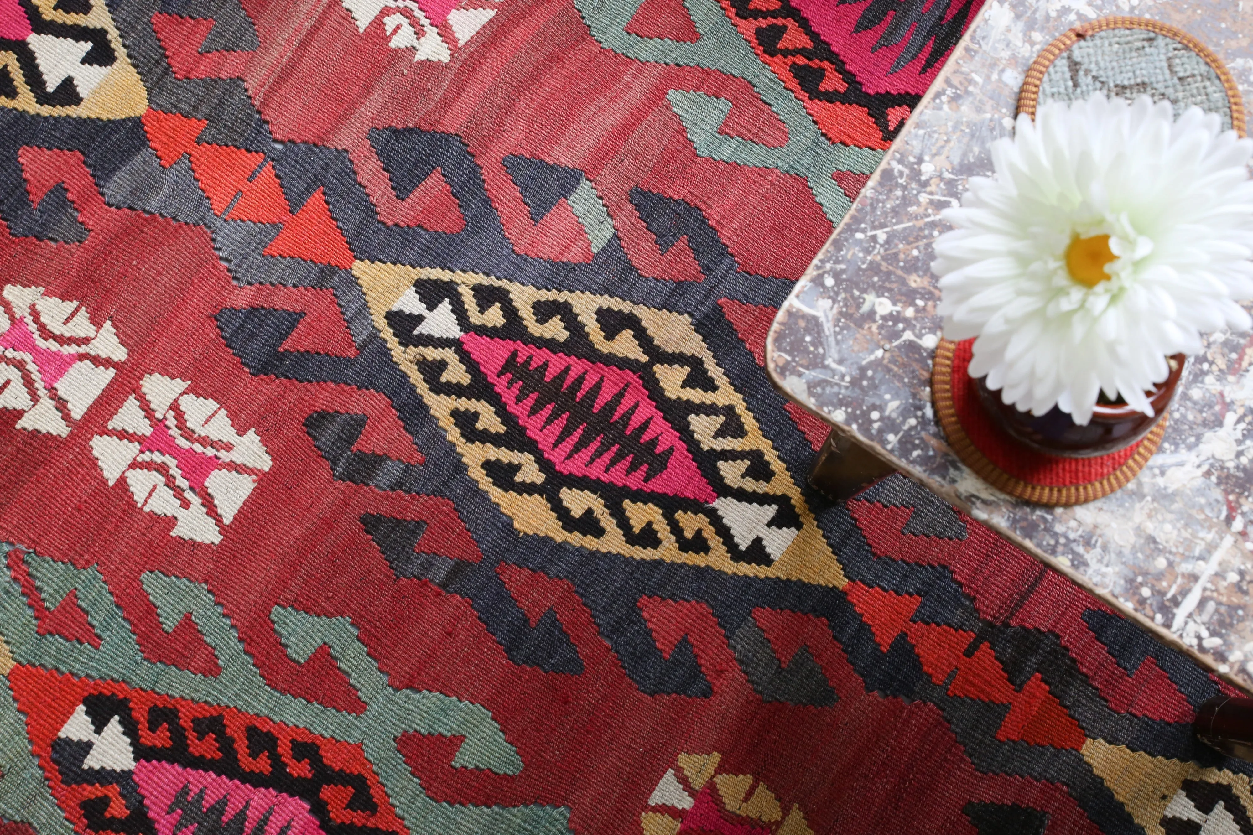 Old Adana Yörük Kilim Rug 5.7xftx10.5ft