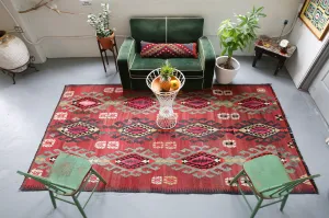 Old Adana Yörük Kilim Rug 5.7xftx10.5ft