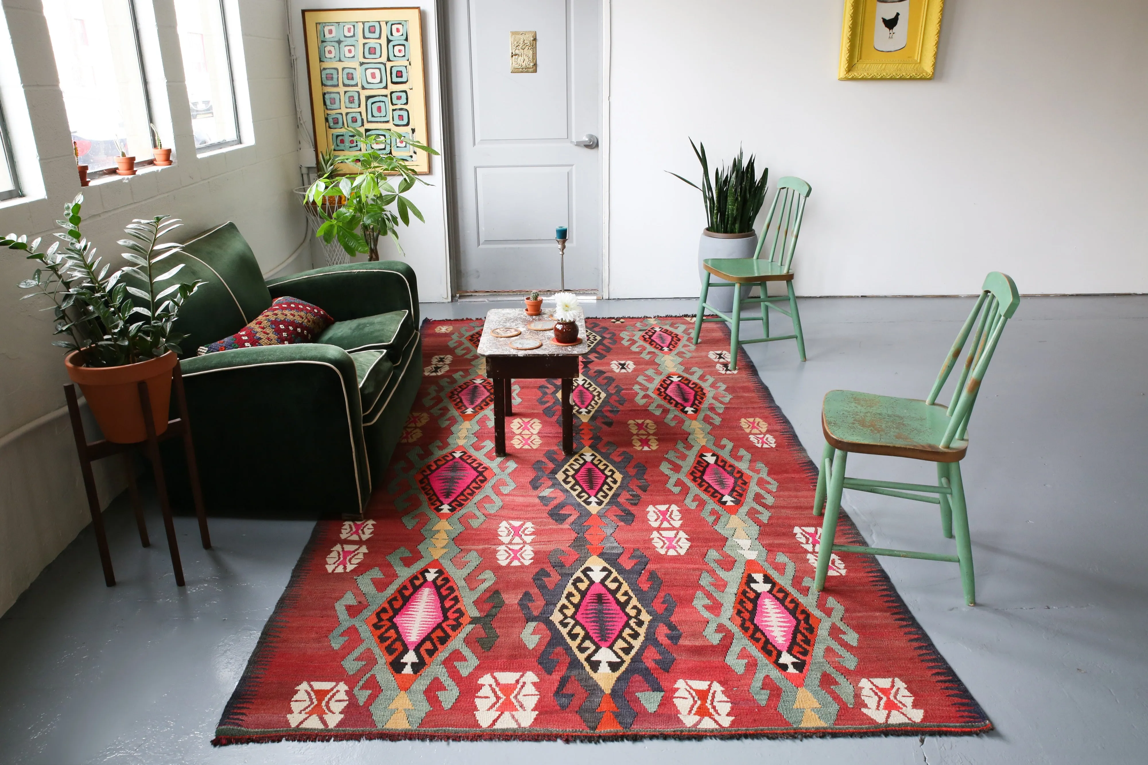 Old Adana Yörük Kilim Rug 5.7xftx10.5ft