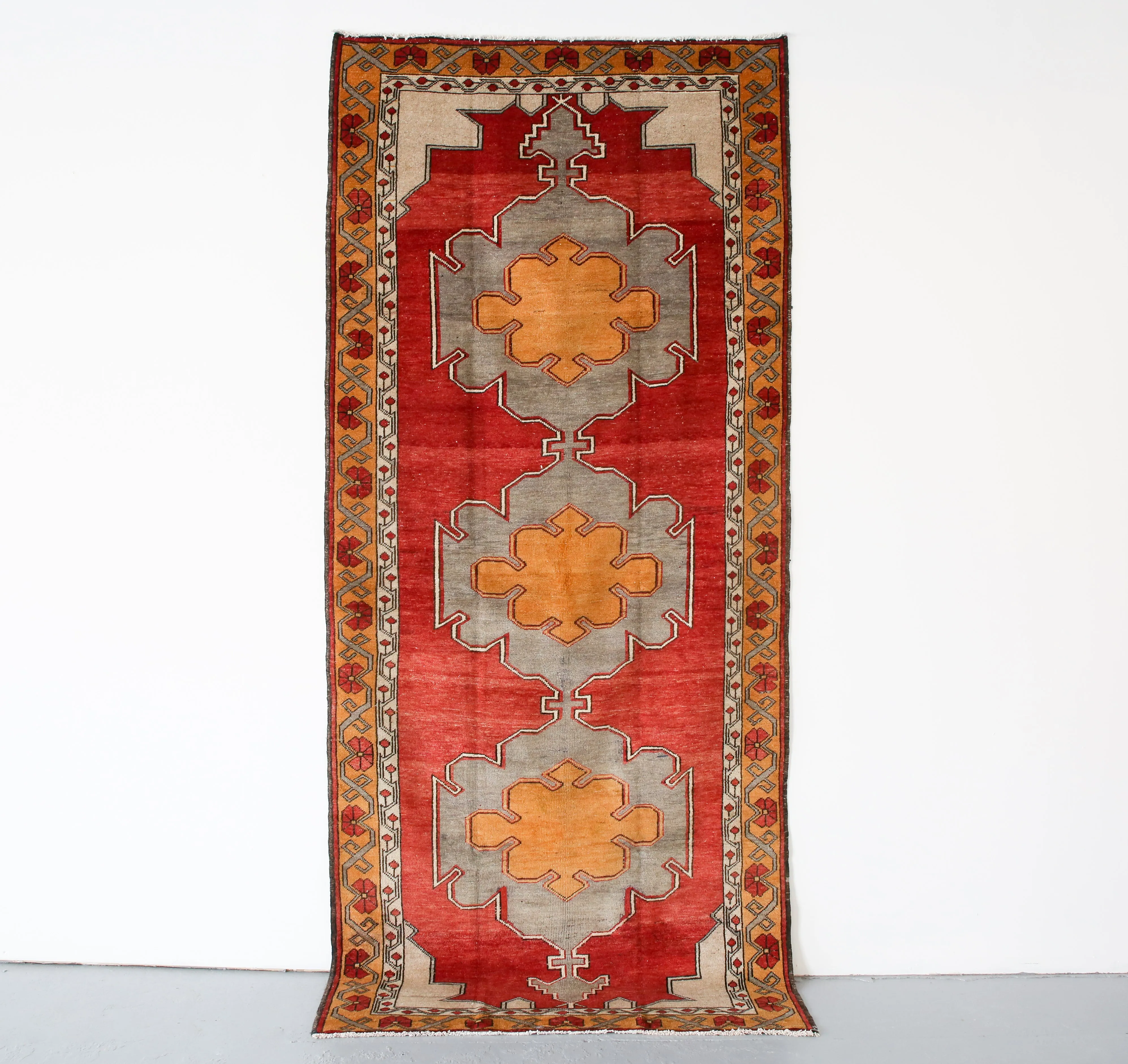 Old Anatolian Runner Rug 4.10ftx11ft