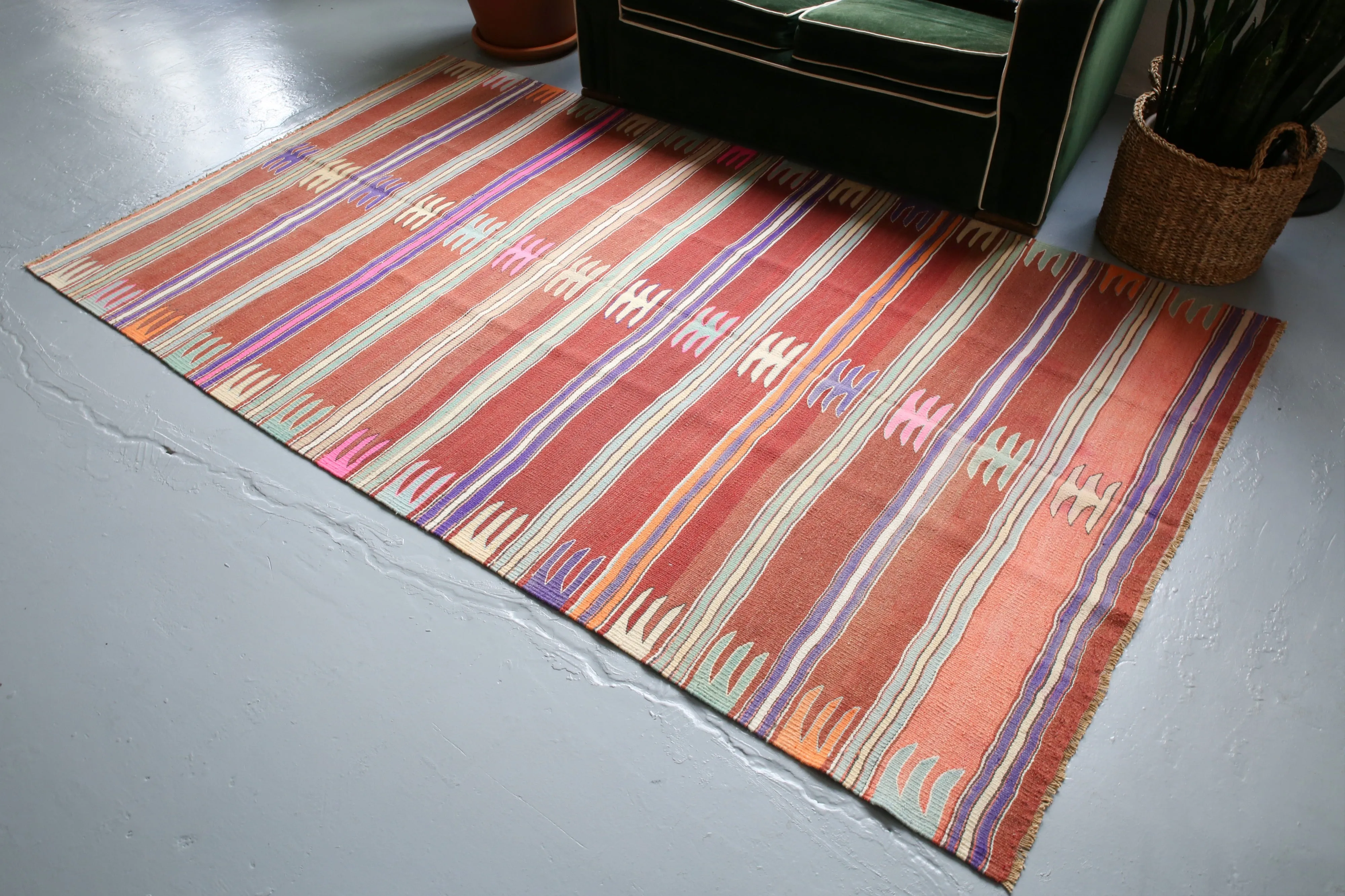 Old Bodrum Bos Kilim 4.10x7.10ft