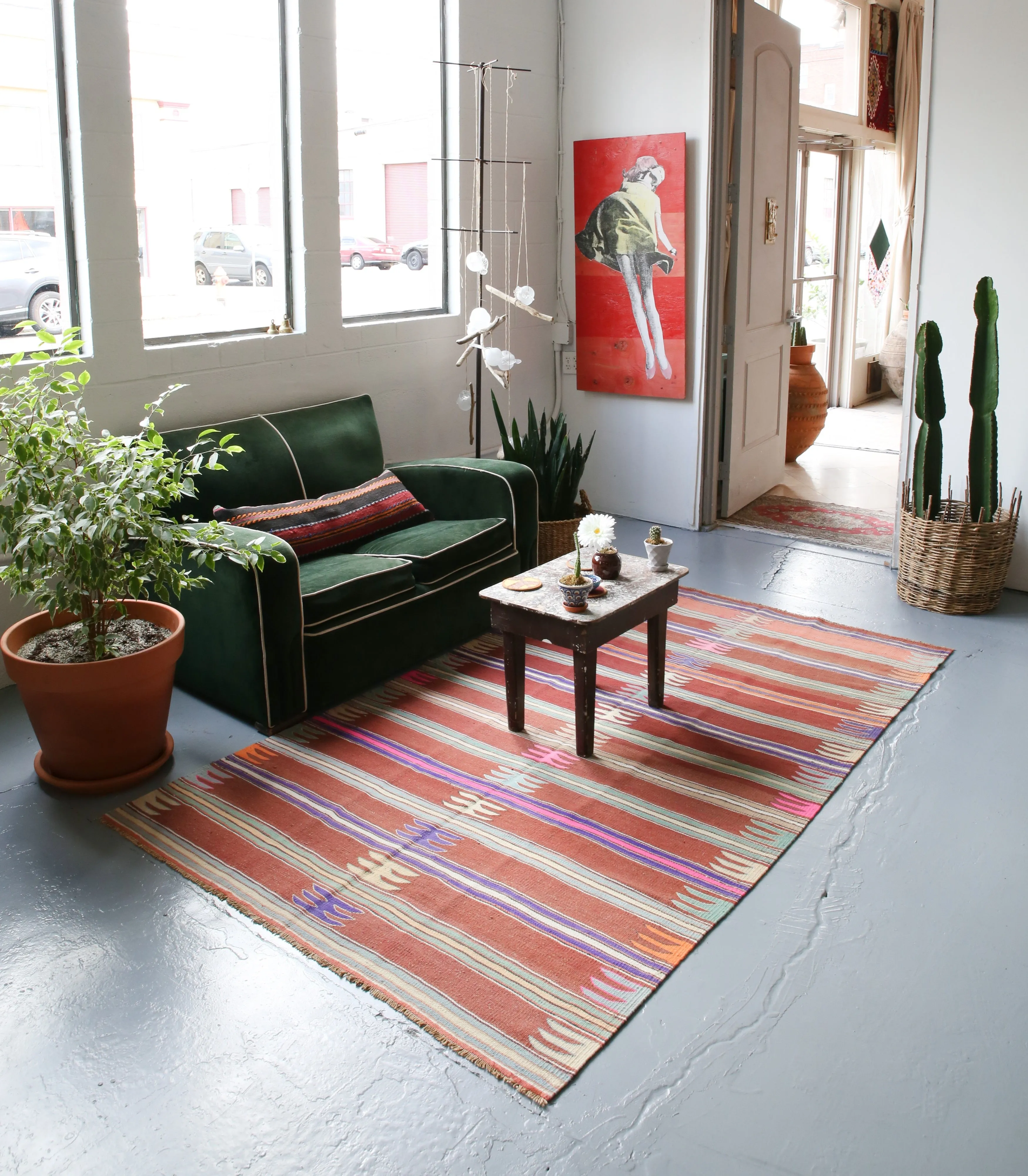Old Bodrum Bos Kilim 4.10x7.10ft