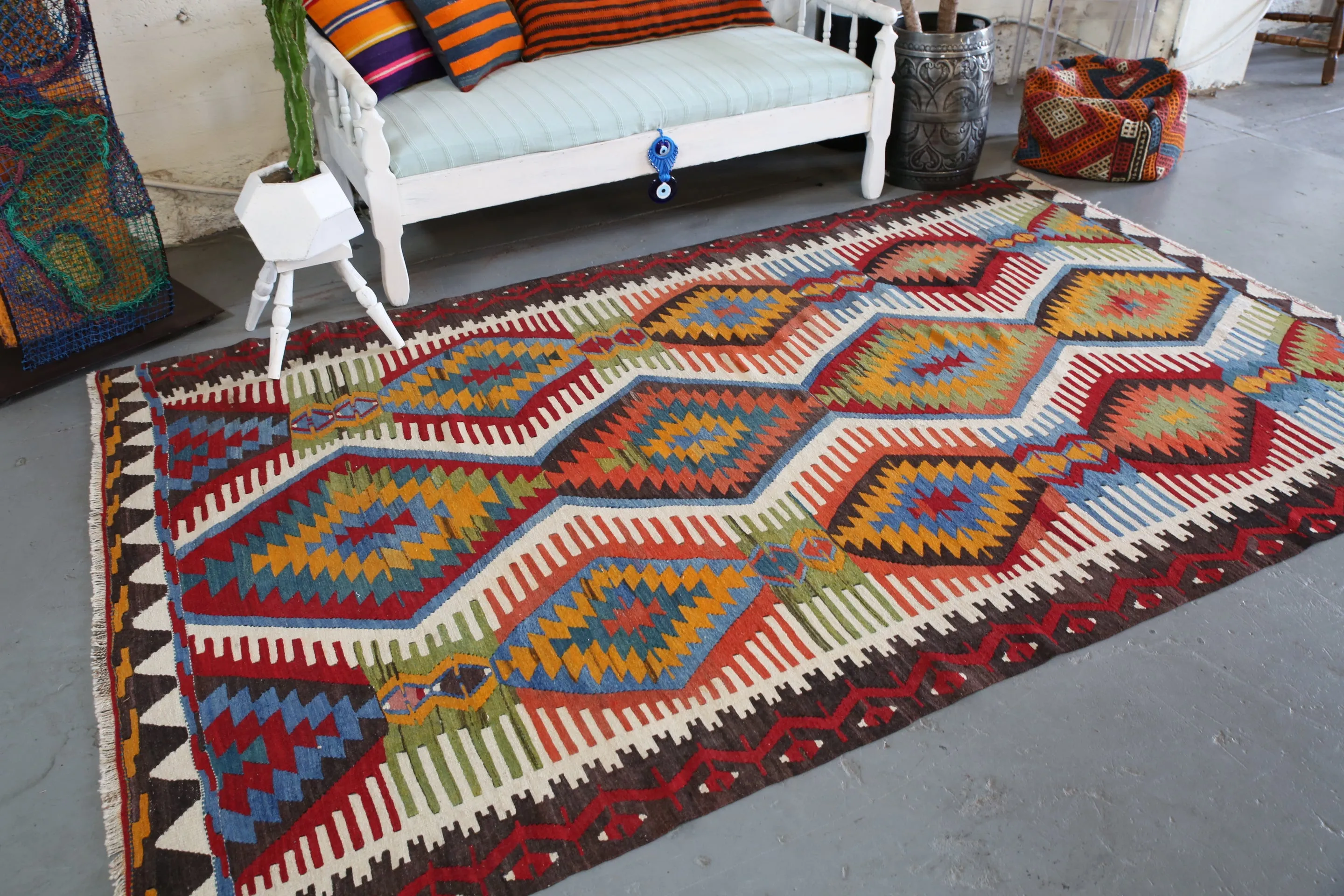 Old Denizli Cal Kilim 5.10ftx9.4ft