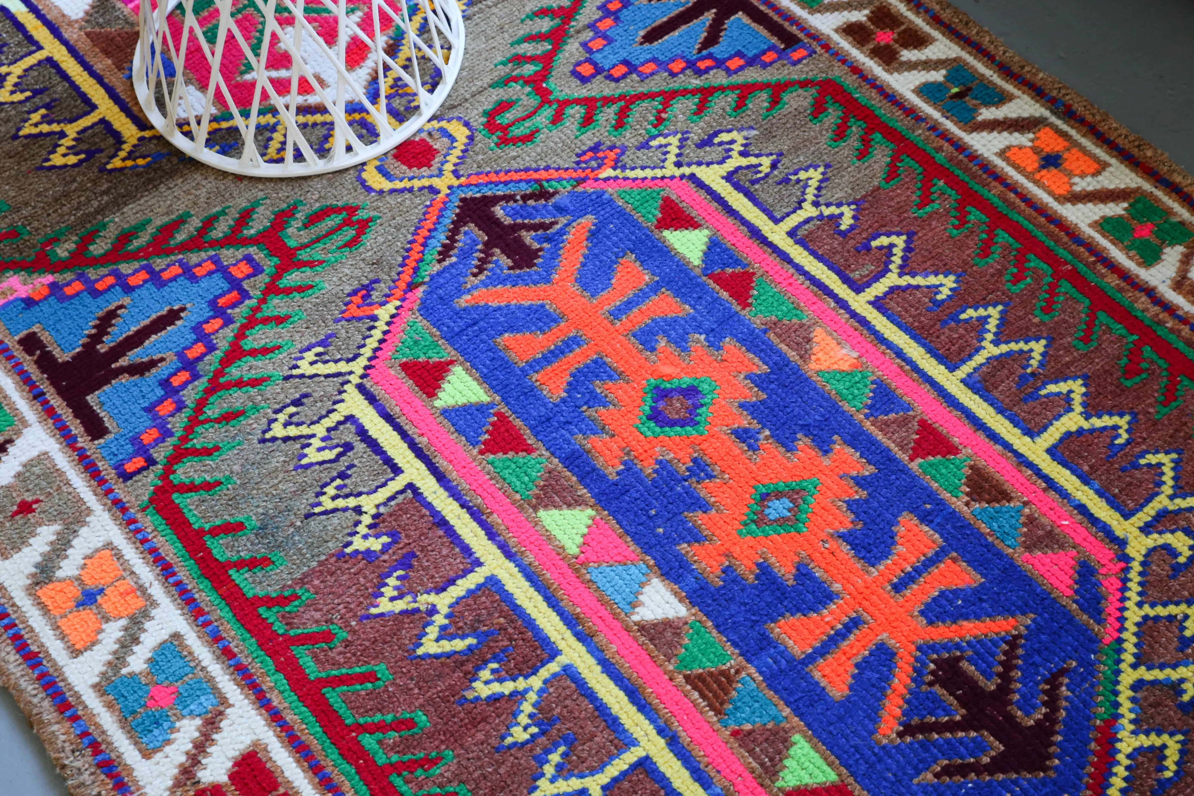 Old Kurdish Herki Runner 2.9ftx12.10ft