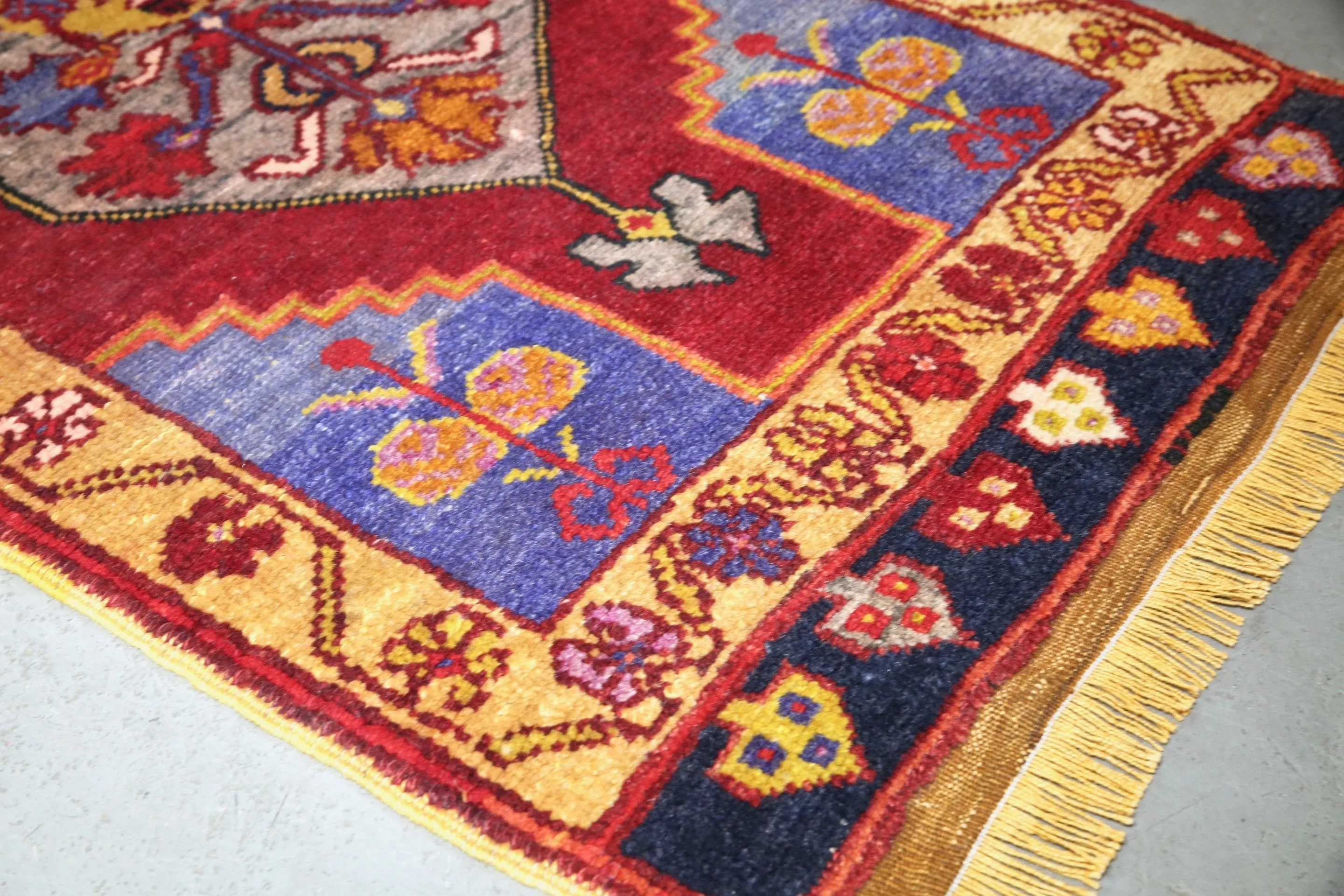 Old Mini Turkish Rug 21inx46in