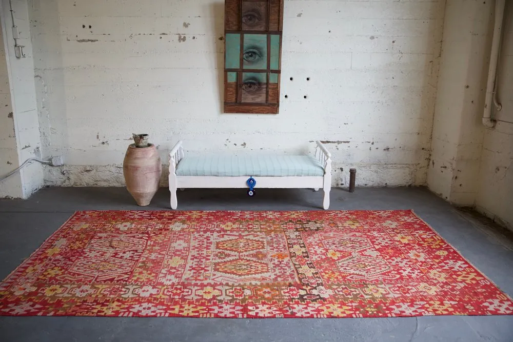 Old Oushak Esme Kilim Rug 5'.11" x 10'.10"