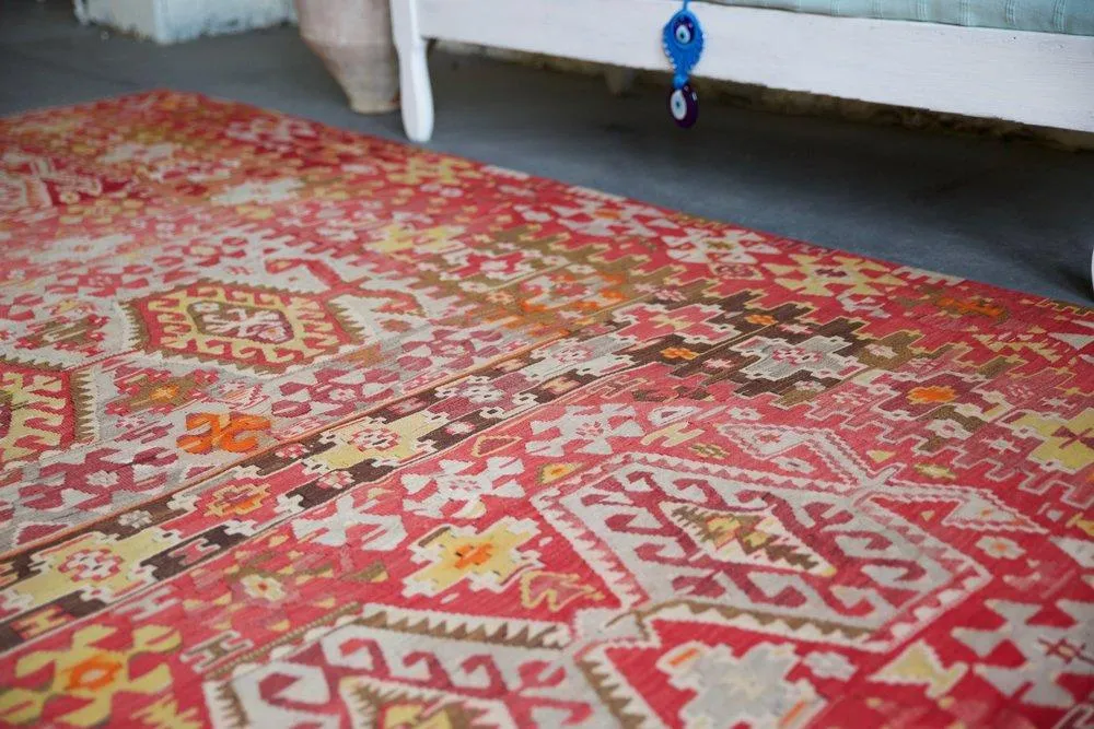 Old Oushak Esme Kilim Rug 5'.11" x 10'.10"