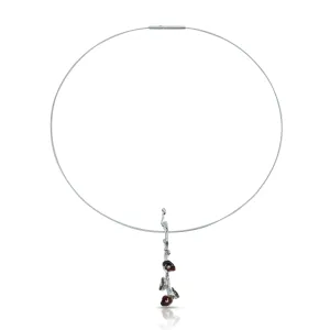 One-Of-A-Kind Silver and Red Enamel Poppy Necklace