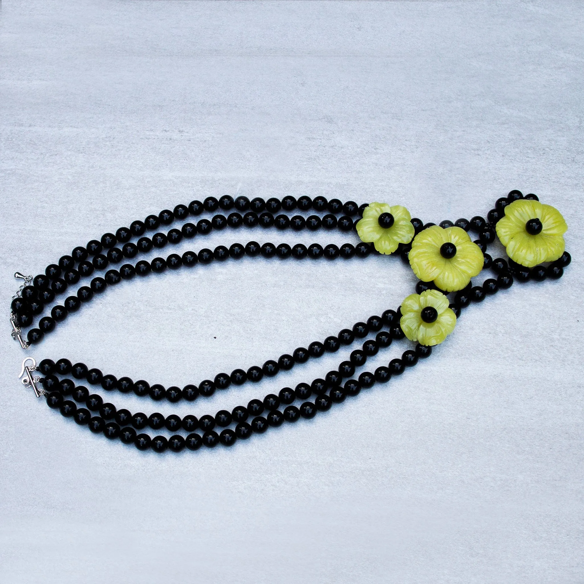 Onyx Flower Necklace
