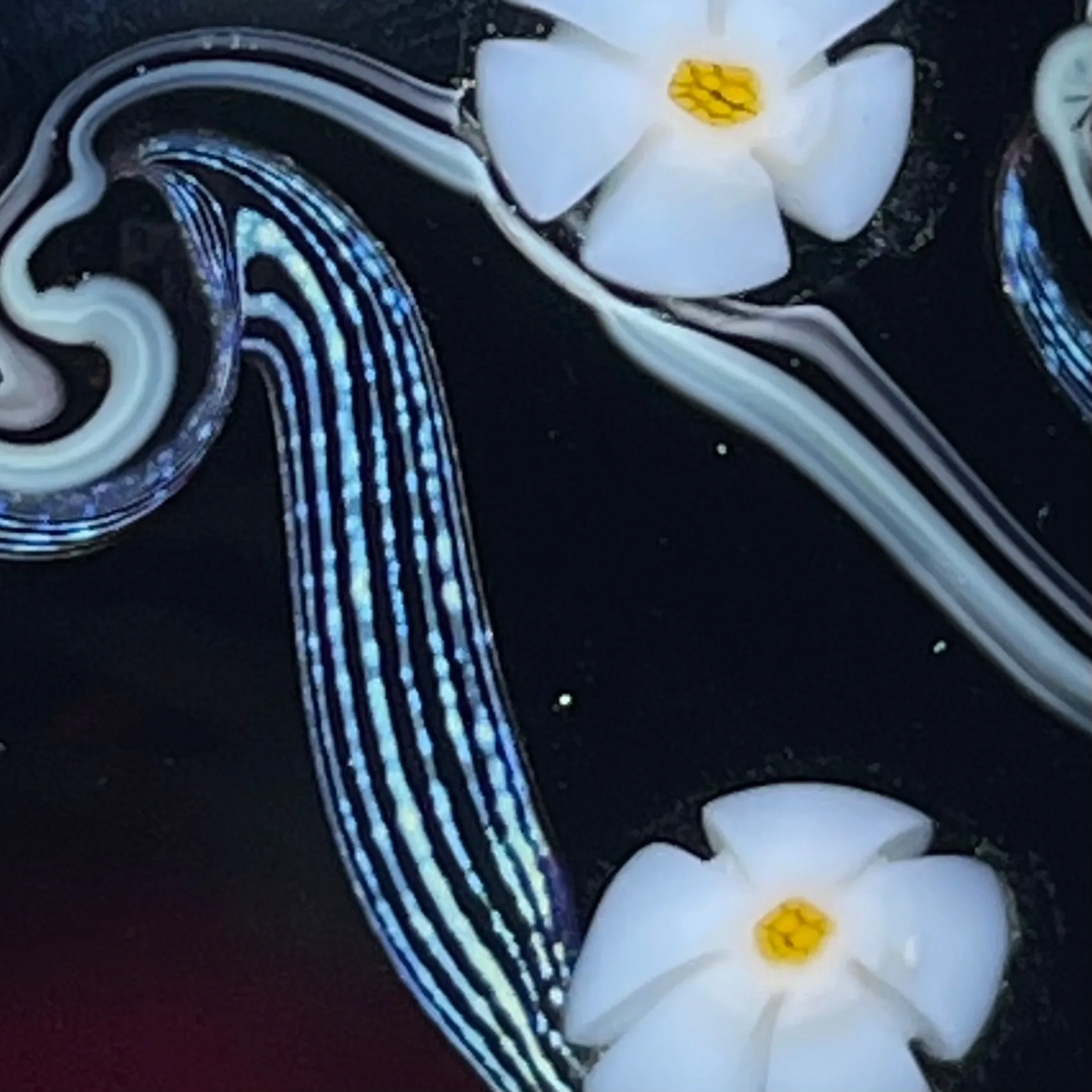 Orient & Flume 1977 Surface Decorated Torchwork Flower Garland over Black Core