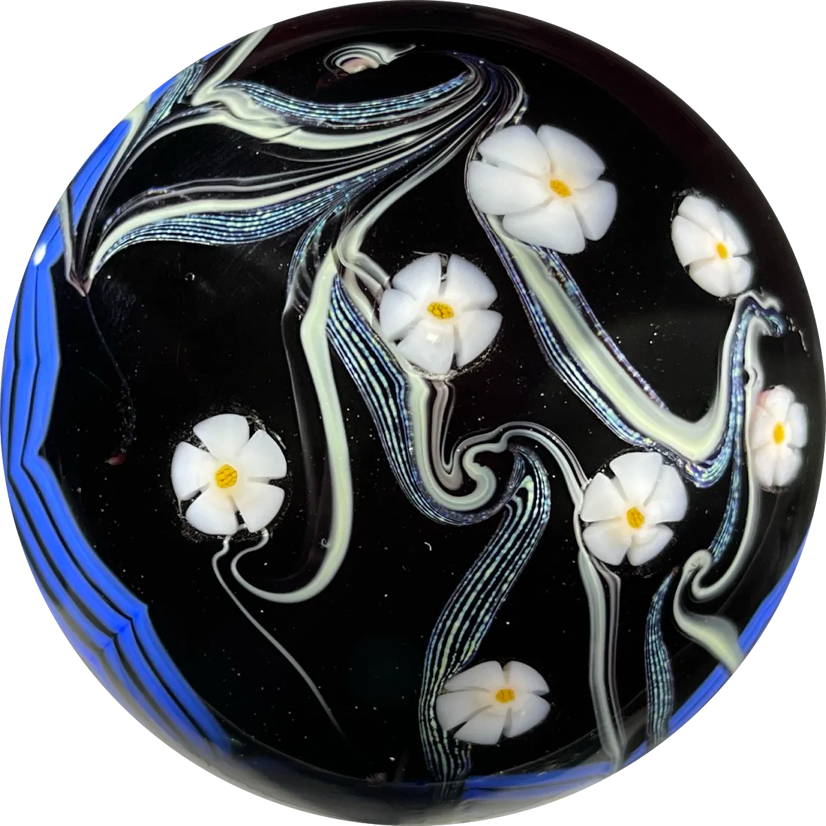 Orient & Flume 1977 Surface Decorated Torchwork Flower Garland over Black Core