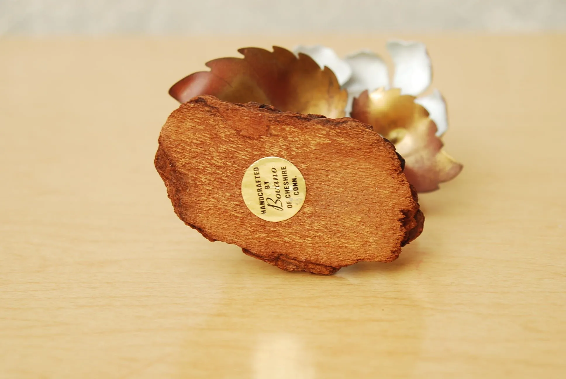 Pair Bovano Copper Flowers with Red & Blue Enamel