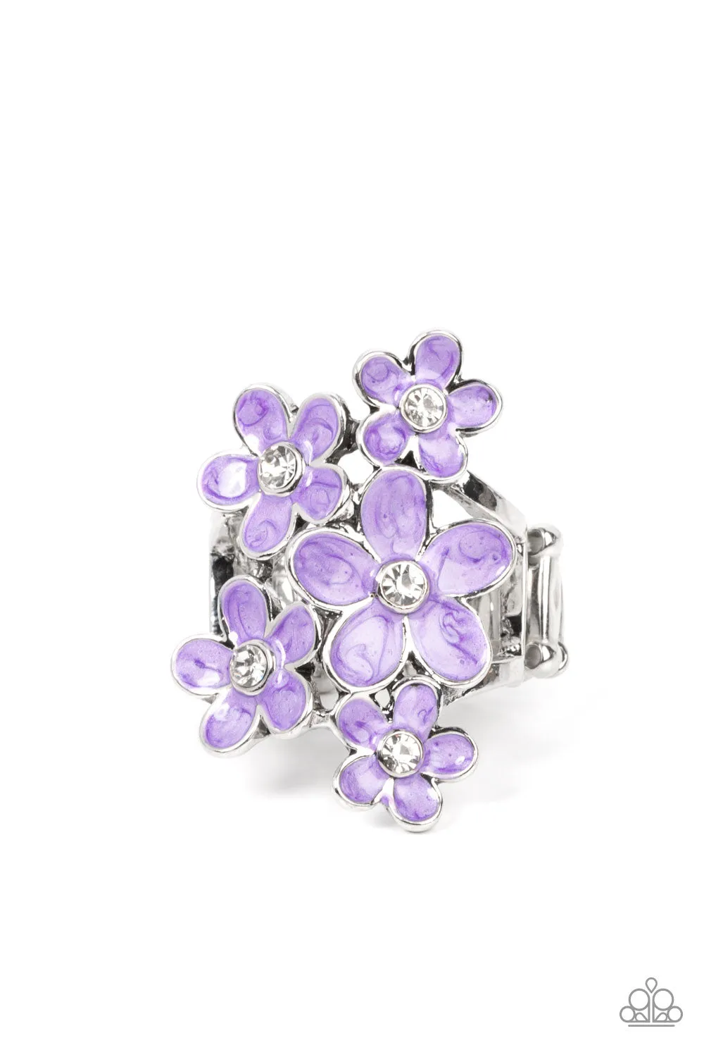 Paparazzi Boastful Blooms - Purple Flower Ring