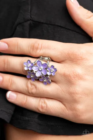 Paparazzi Boastful Blooms - Purple Flower Ring