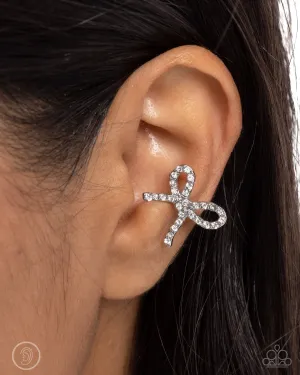 Paparazzi Convincing Charm - White Earrings (Ear Cuff)