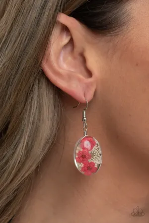 Paparazzi Encased Enchantment - Pink Flower Earrings