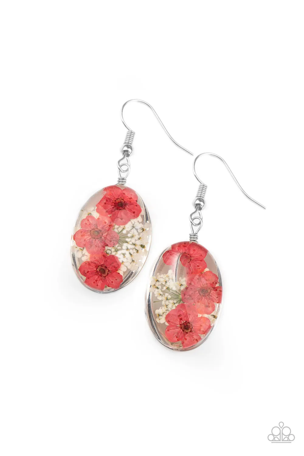 Paparazzi Encased Enchantment - Pink Flower Earrings