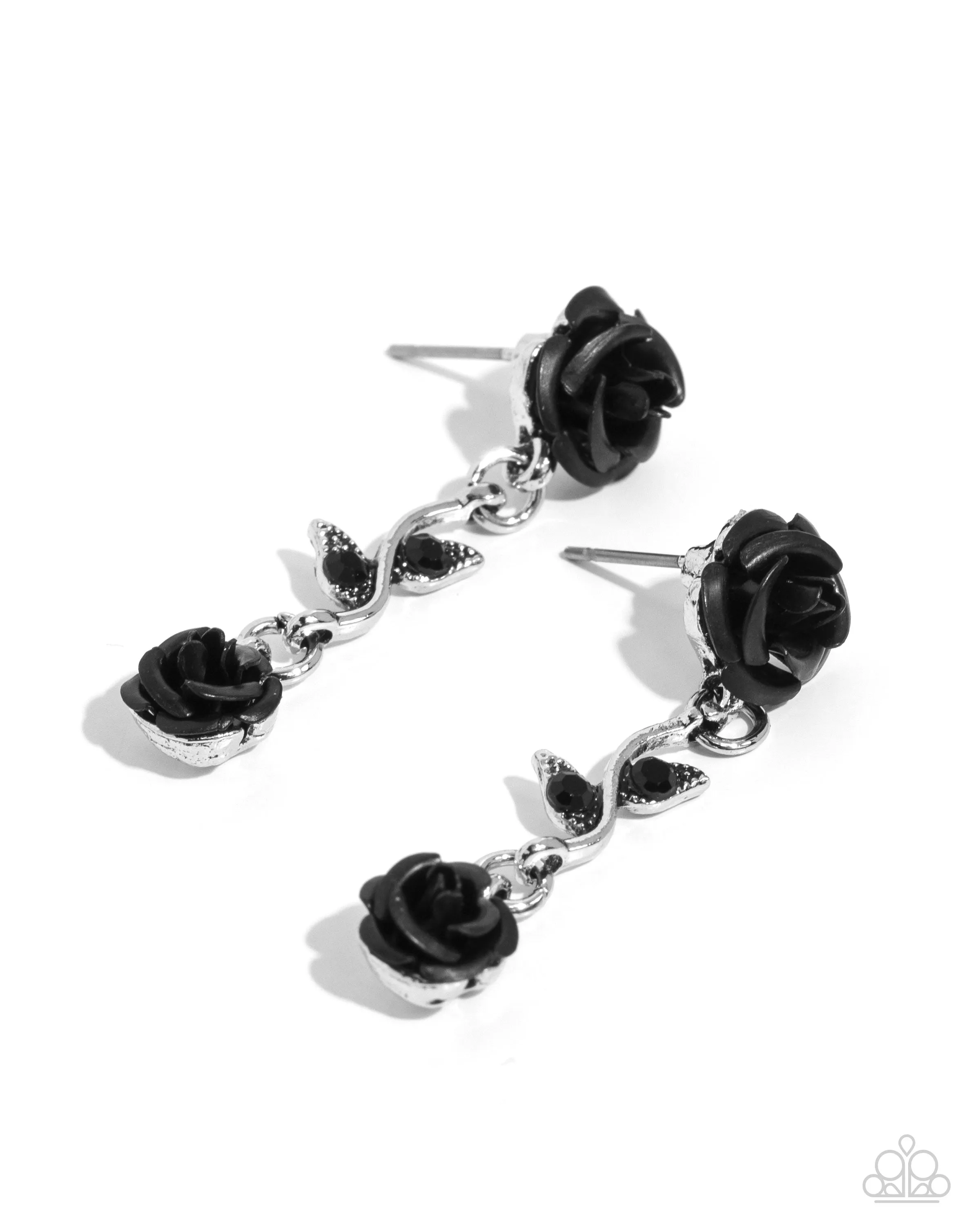 Paparazzi Tippy ROSE Necklace Black & Led by the ROSE Earrings Black
