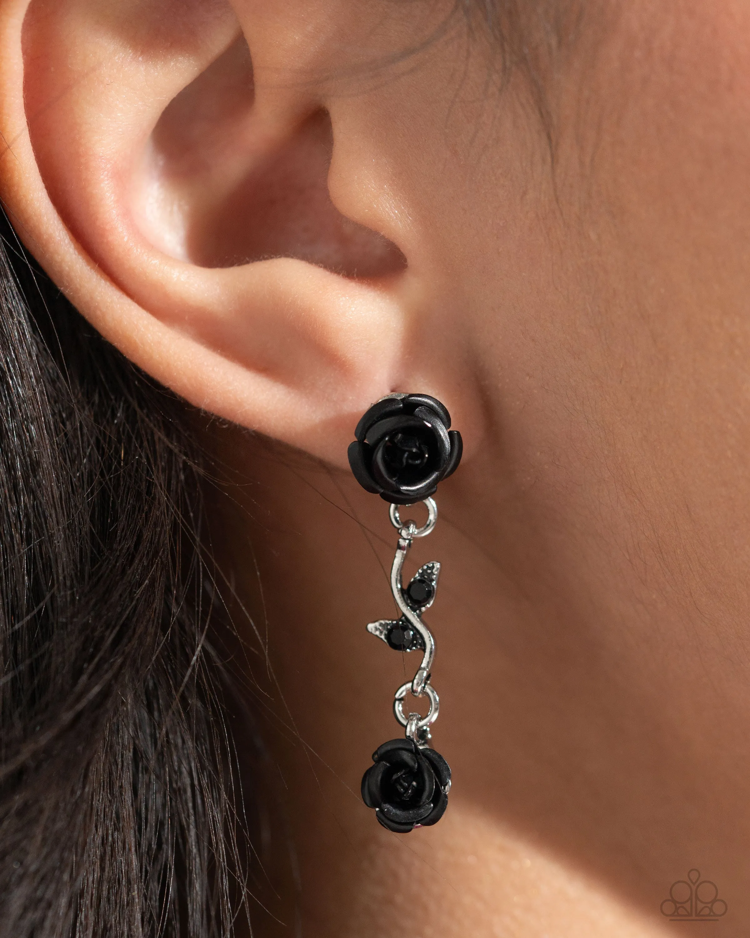Paparazzi Tippy ROSE Necklace Black & Led by the ROSE Earrings Black